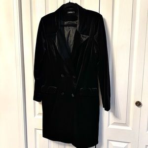 Black velvet double breasted blazer dress